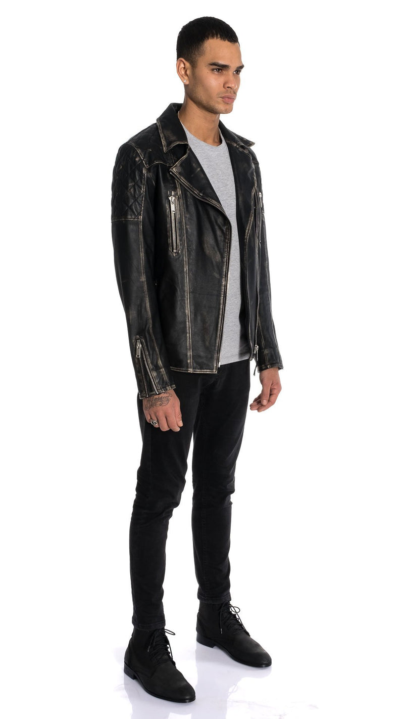 Clark Distressed Lambskin Leather Moto Jacket – Bigardini