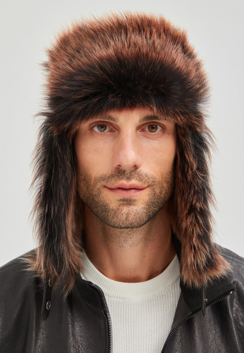 Brown Mink Trapper Hat for Men