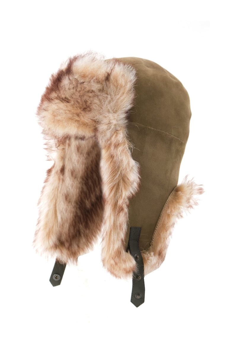 Everest Unisex Shearling Trapper Winter Hat - Olive - Bigardini Leather