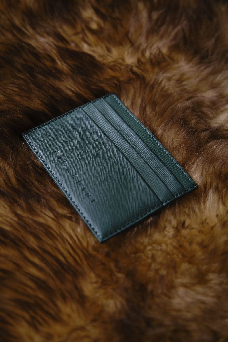 Green Saffiano Leather Slim Wallet - bigardinileather