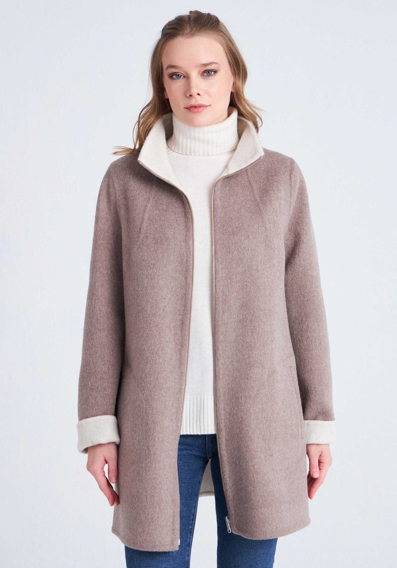 Holy Reversible Cashmere Coat - Cappuccino/Beige - Bigardini Leather