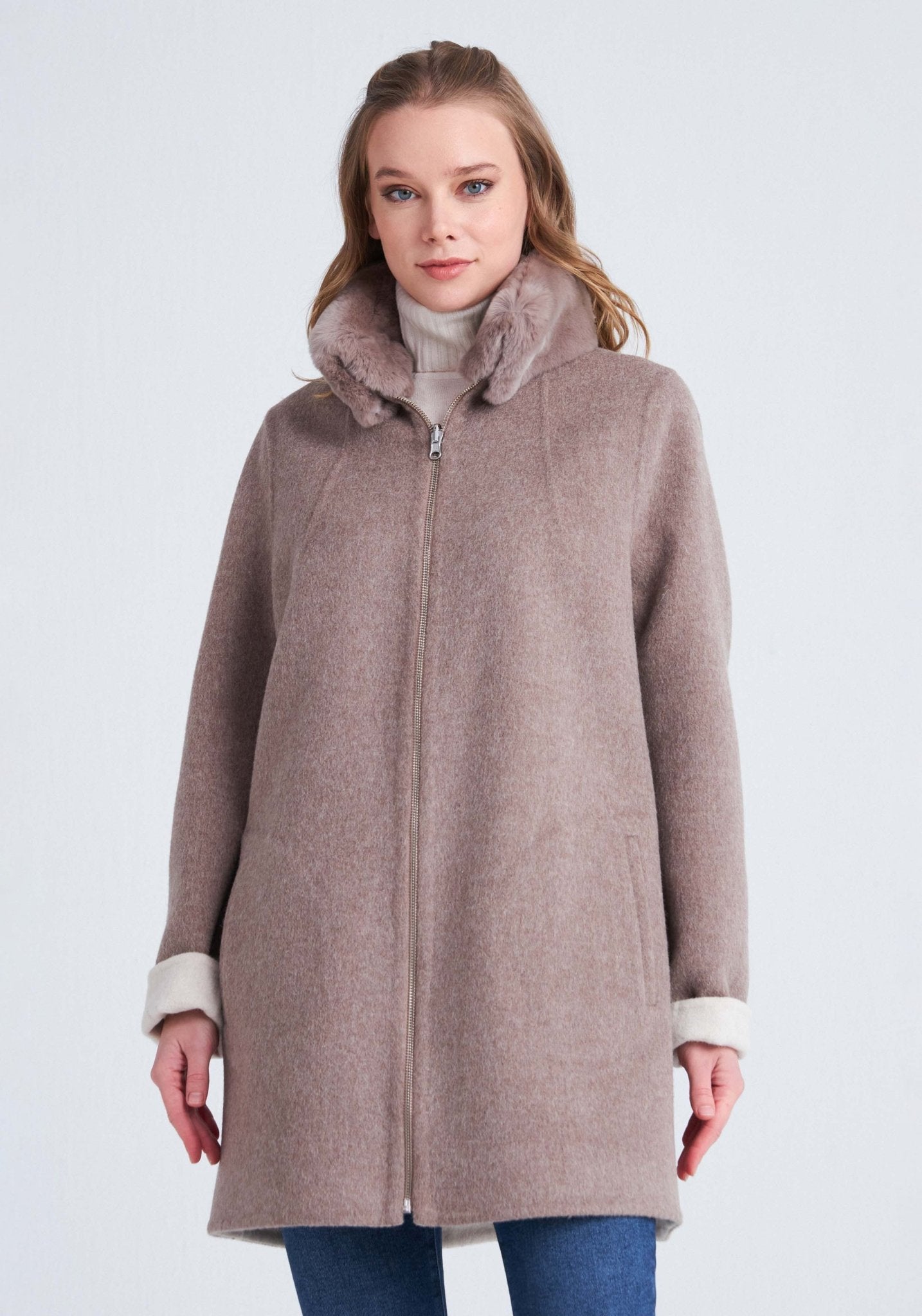 Holy Reversible Cashmere Coat - Cappuccino/Beige – Bigardini