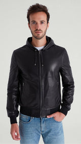 Hugo Reversible Leather Jacket with Hood - Bigardini