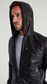 Hugo Reversible Leather Jacket with Hood - Bigardini