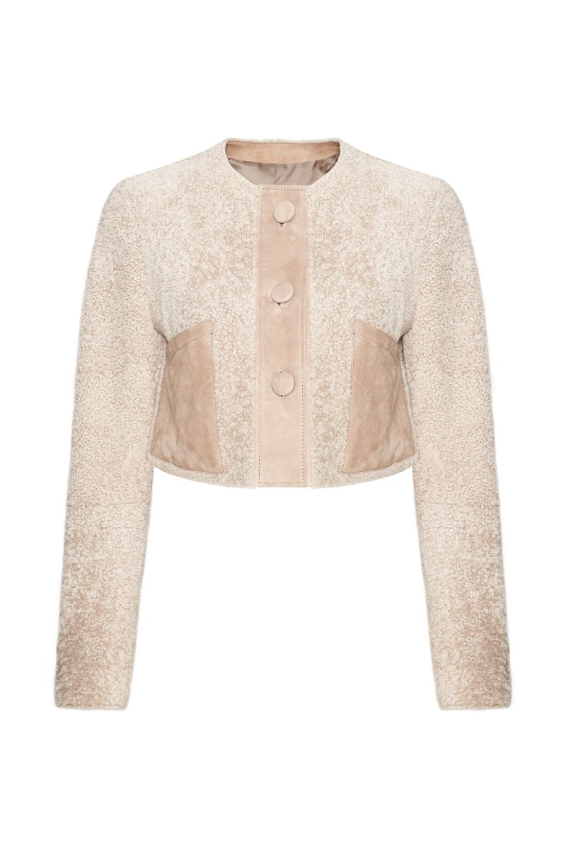 Lily Teddy Curly Shearling Cropped Jacket - Bigardini