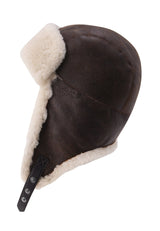 Logan Unisex Shearling Aviator Winter Hat - Brown - Bigardini Leather