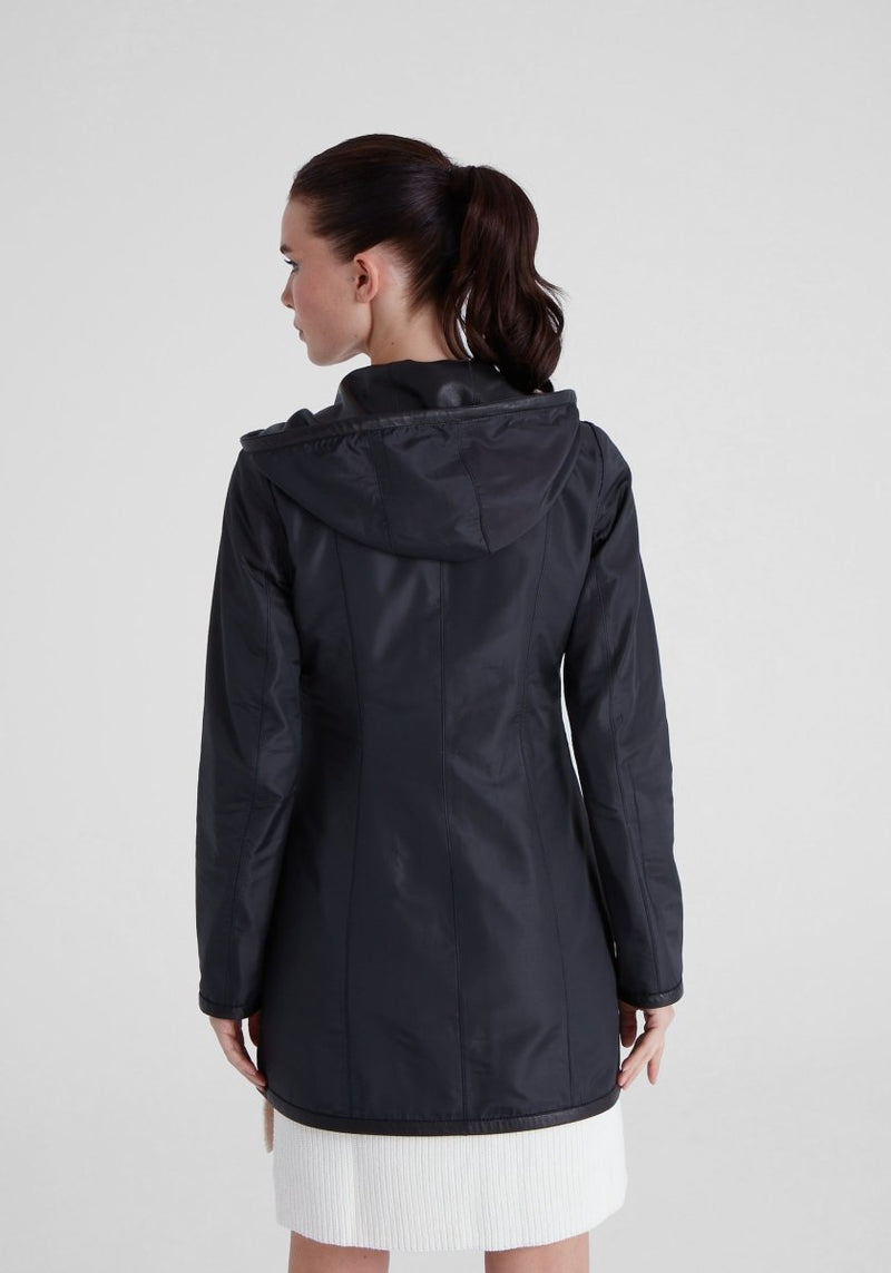 Roselie Black Lambskin Reversible Leather Coat - Bigardini